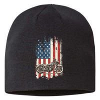 Motorcycle American Flag Distressed Vintage Biker Patriotic Sustainable Beanie