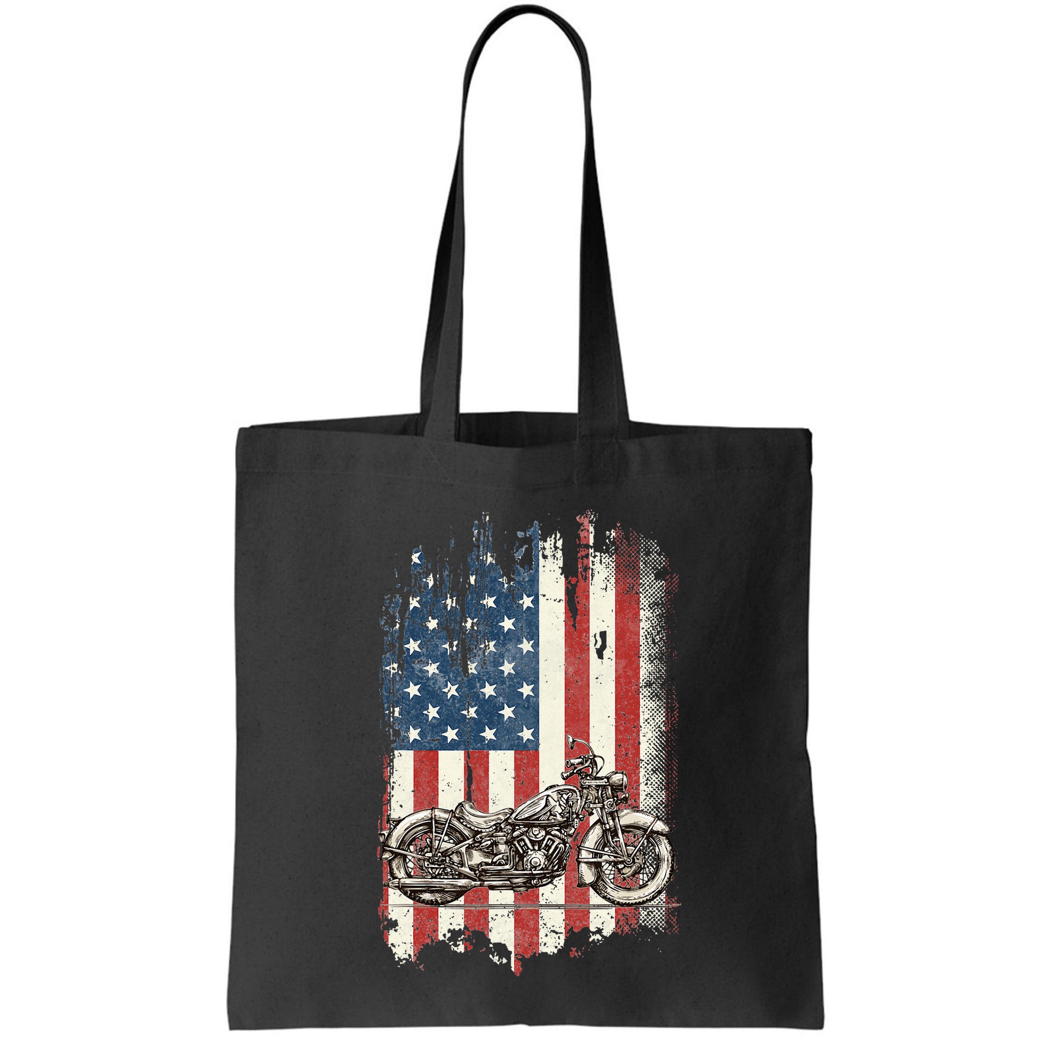 Motorcycle American Flag Distressed Vintage Biker Patriotic Bag