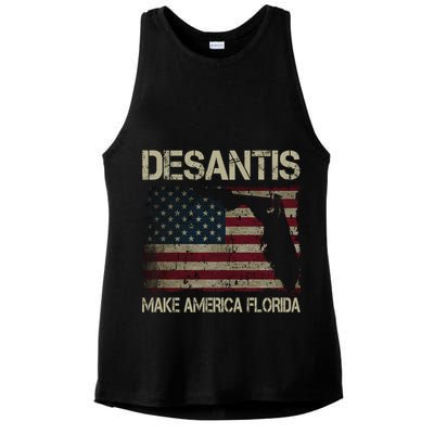Make America Florida DeSantis 2024 Election Vintage Us Flag Ladies PosiCharge Tri-Blend Wicking Tank