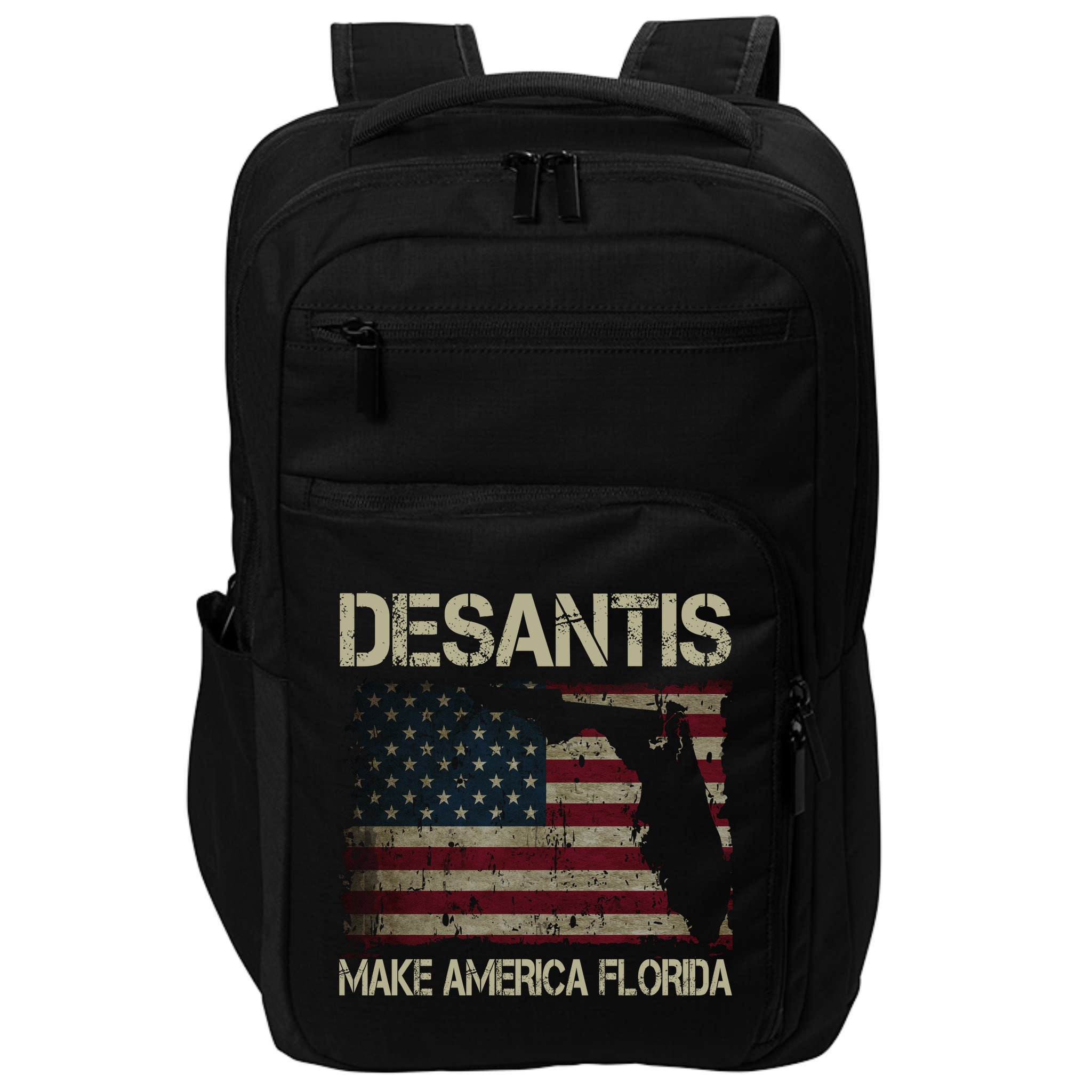 Make America Florida DeSantis 2024 Election Vintage Us Flag Impact Tech Backpack