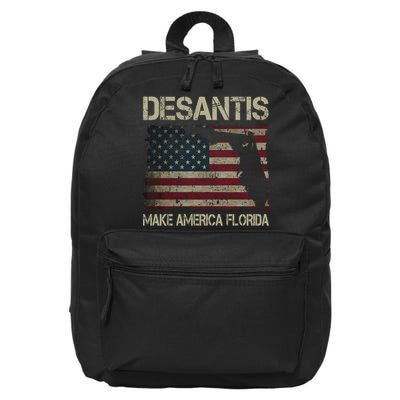 Make America Florida DeSantis 2024 Election Vintage Us Flag 16 in Basic Backpack