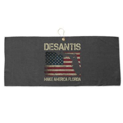 Make America Florida DeSantis 2024 Election Vintage Us Flag Large Microfiber Waffle Golf Towel