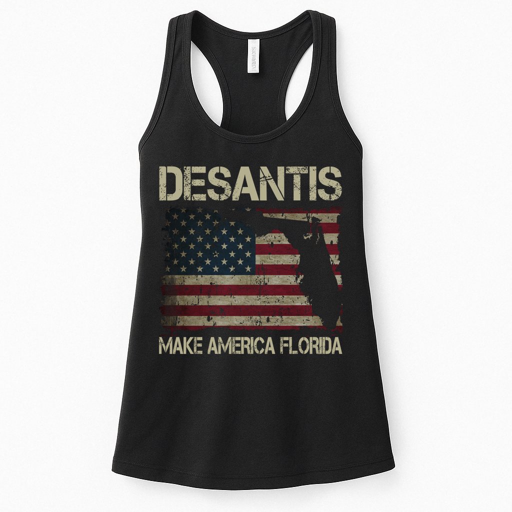 Make America Florida DeSantis 2024 Election Vintage Us Flag Womens Tank Top