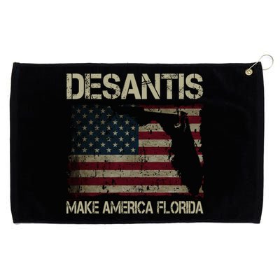 Make America Florida DeSantis 2024 Election Vintage Us Flag Grommeted Golf Towel