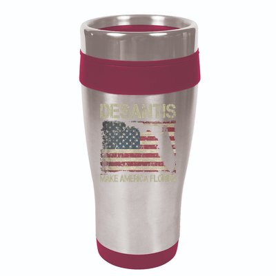 Make America Florida DeSantis 2024 Election Vintage Us Flag 16oz Travel Tumbler