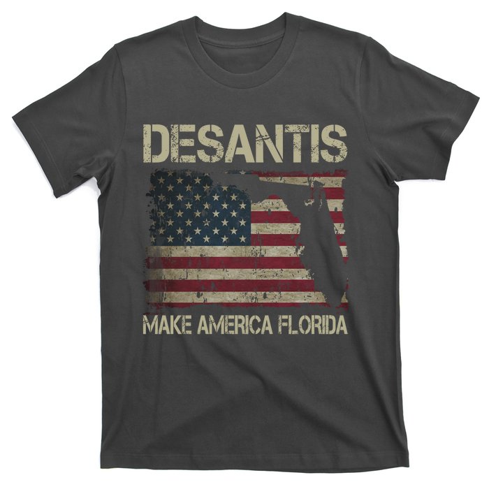 Make America Florida DeSantis 2024 Election Vintage Us Flag T-Shirt