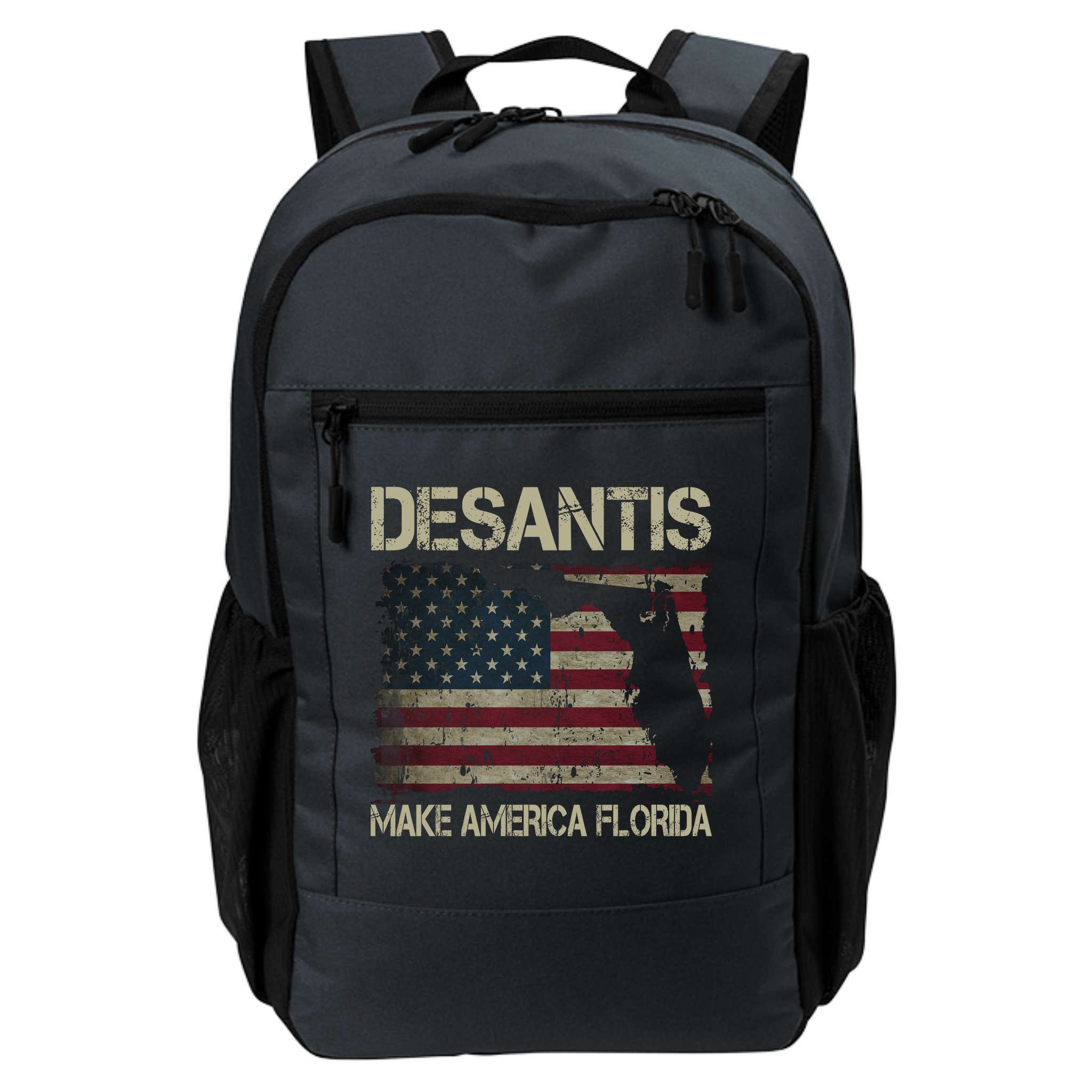 Make America Florida DeSantis 2024 Election Vintage Us Flag Backpack