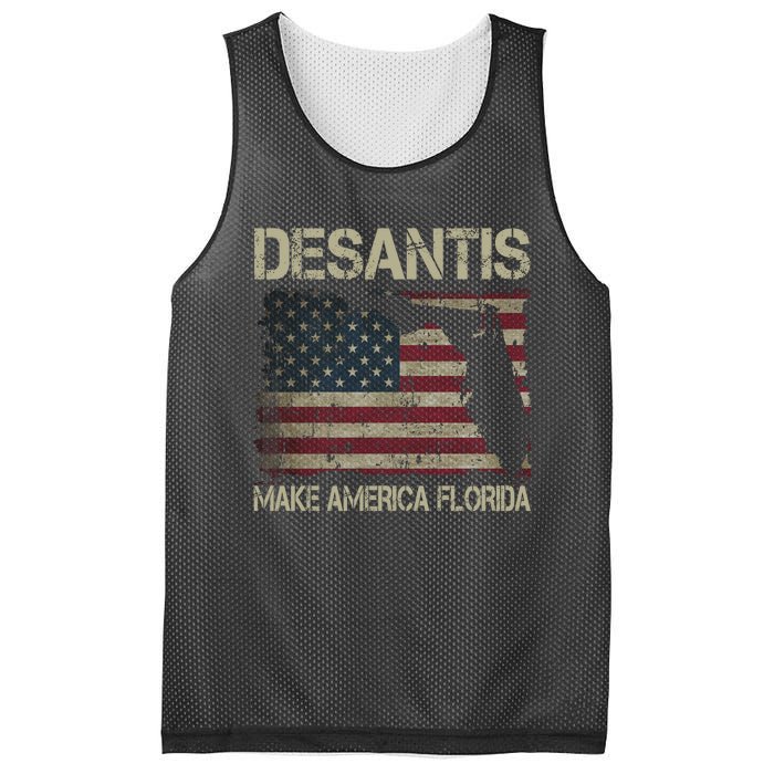 Make America Florida DeSantis 2024 Election Vintage Us Flag Mesh Reversible Basketball Jersey Tank