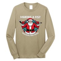 Making A Fist Checking You Twice Ugly Christmas Santa Hockey Long Sleeve Shirt