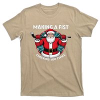 Making A Fist Checking You Twice Ugly Christmas Santa Hockey T-Shirt