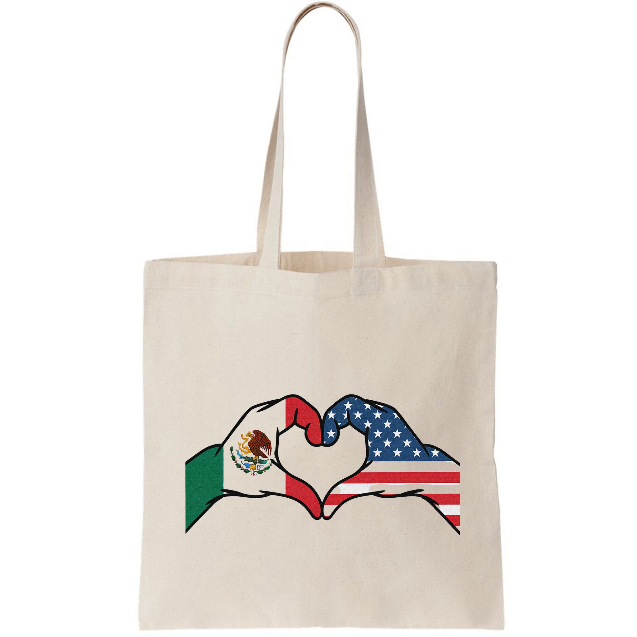 Mexican American Flag Print Heart Hands Love Mexico Usa Bag
