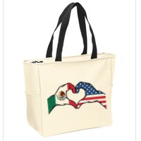 Mexican American Flag Print Heart Hands Love Mexico Usa Zip Tote Bag