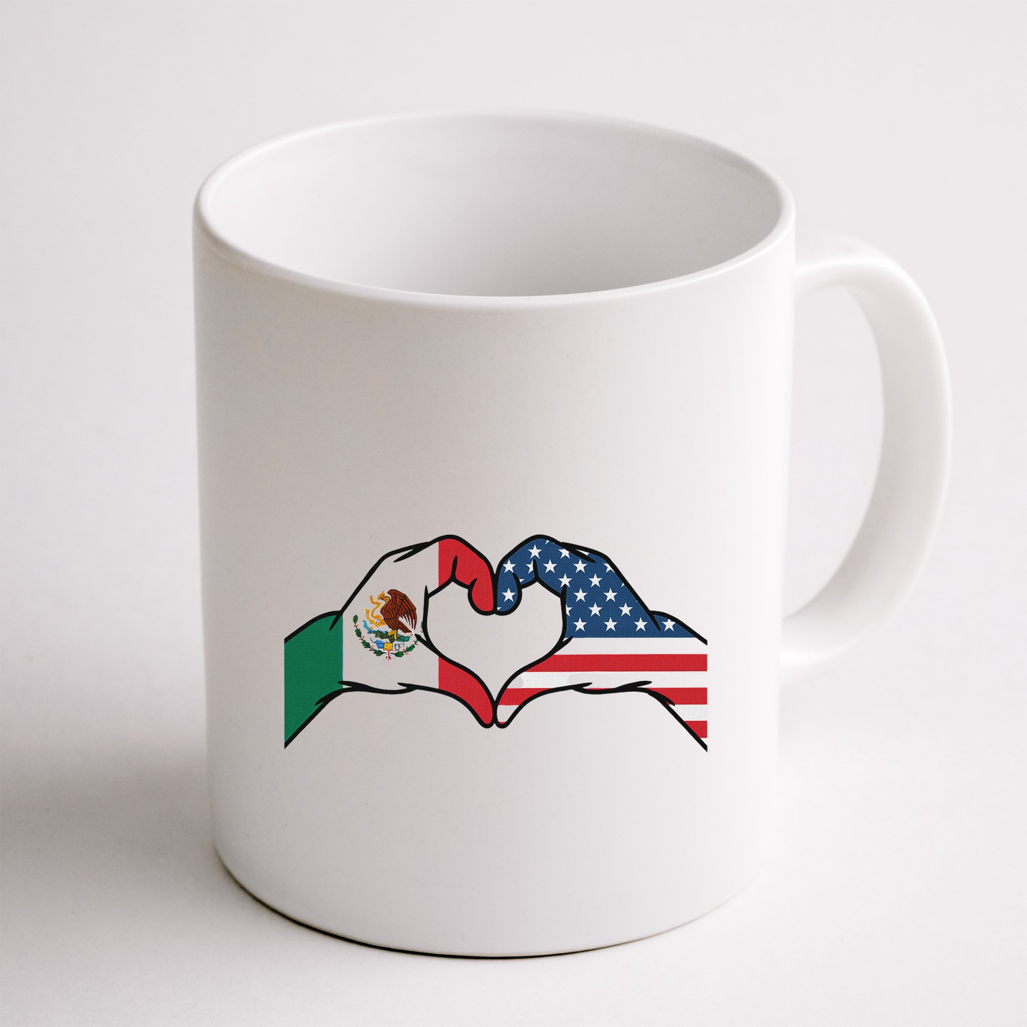 Mexican American Flag Print Heart Hands Love Mexico Usa Mug