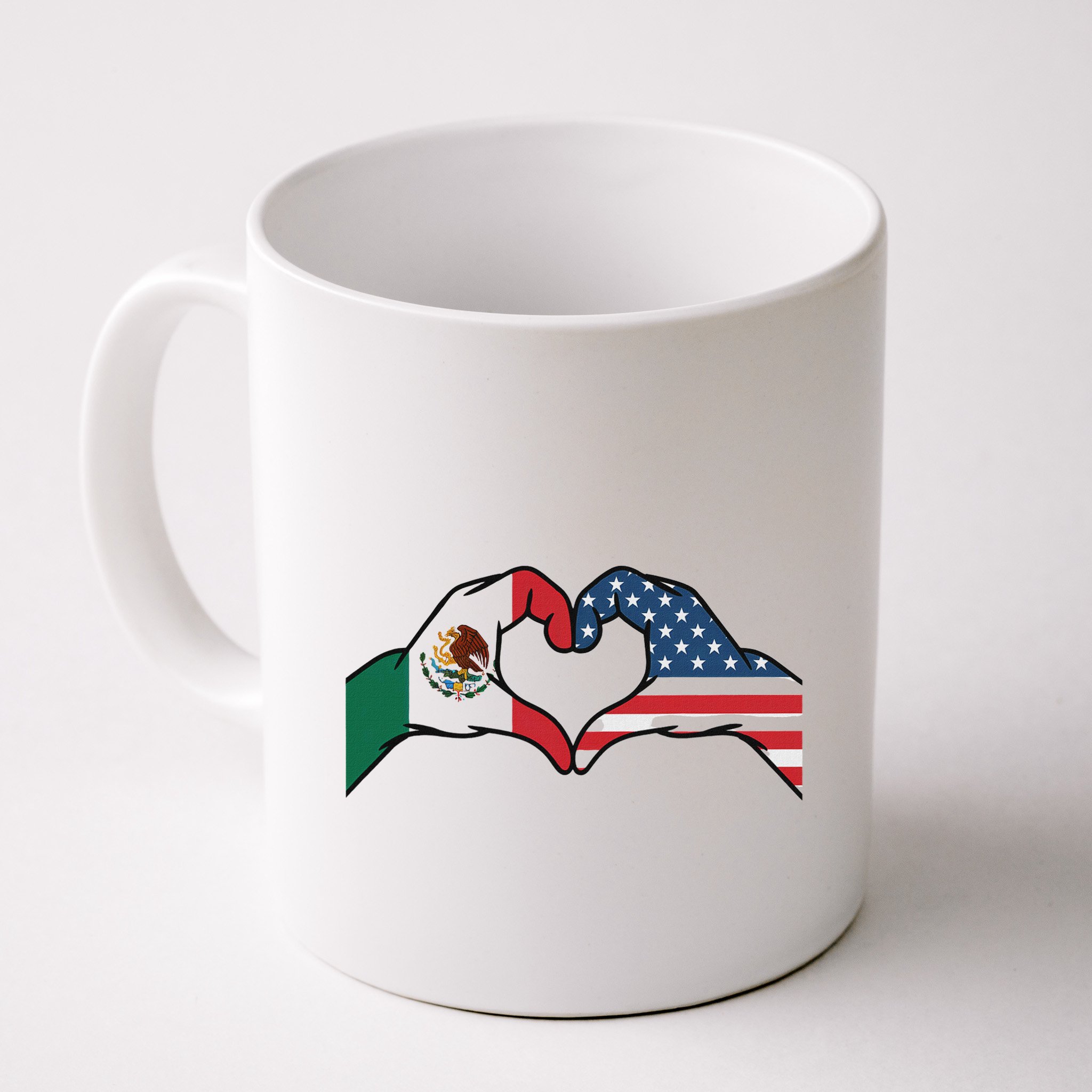 Mexican American Flag Print Heart Hands Love Mexico Usa Mug