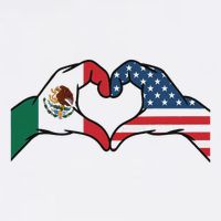 Mexican American Flag Print Heart Hands Love Mexico Usa Mug