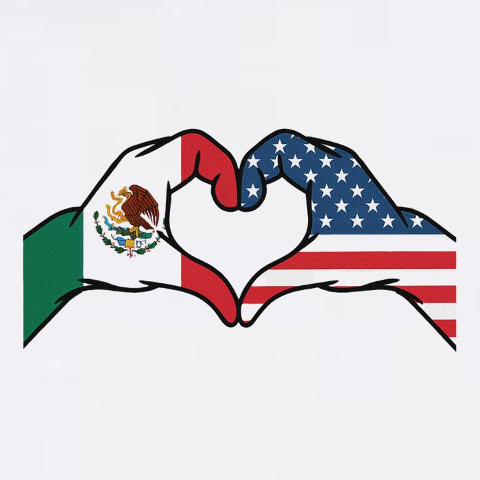 Mexican American Flag Print Heart Hands Love Mexico Usa Mug