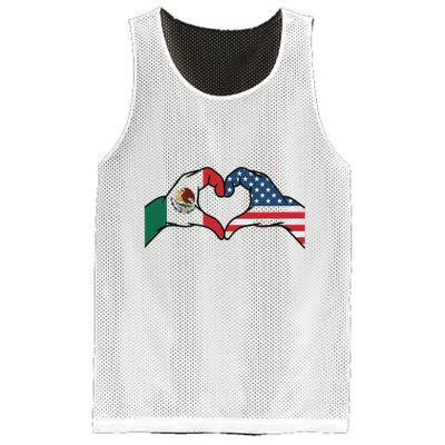 Mexican American Flag Print Heart Hands Love Mexico Usa Mesh Reversible Basketball Jersey Tank