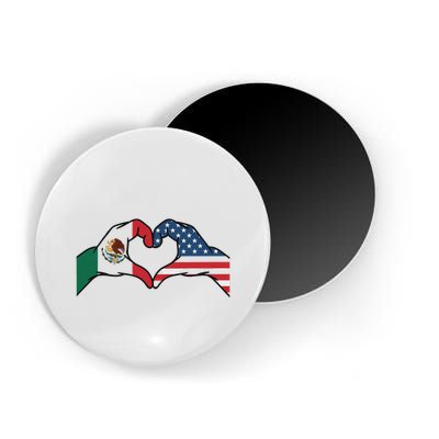 Mexican American Flag Print Heart Hands Love Mexico Usa Magnet