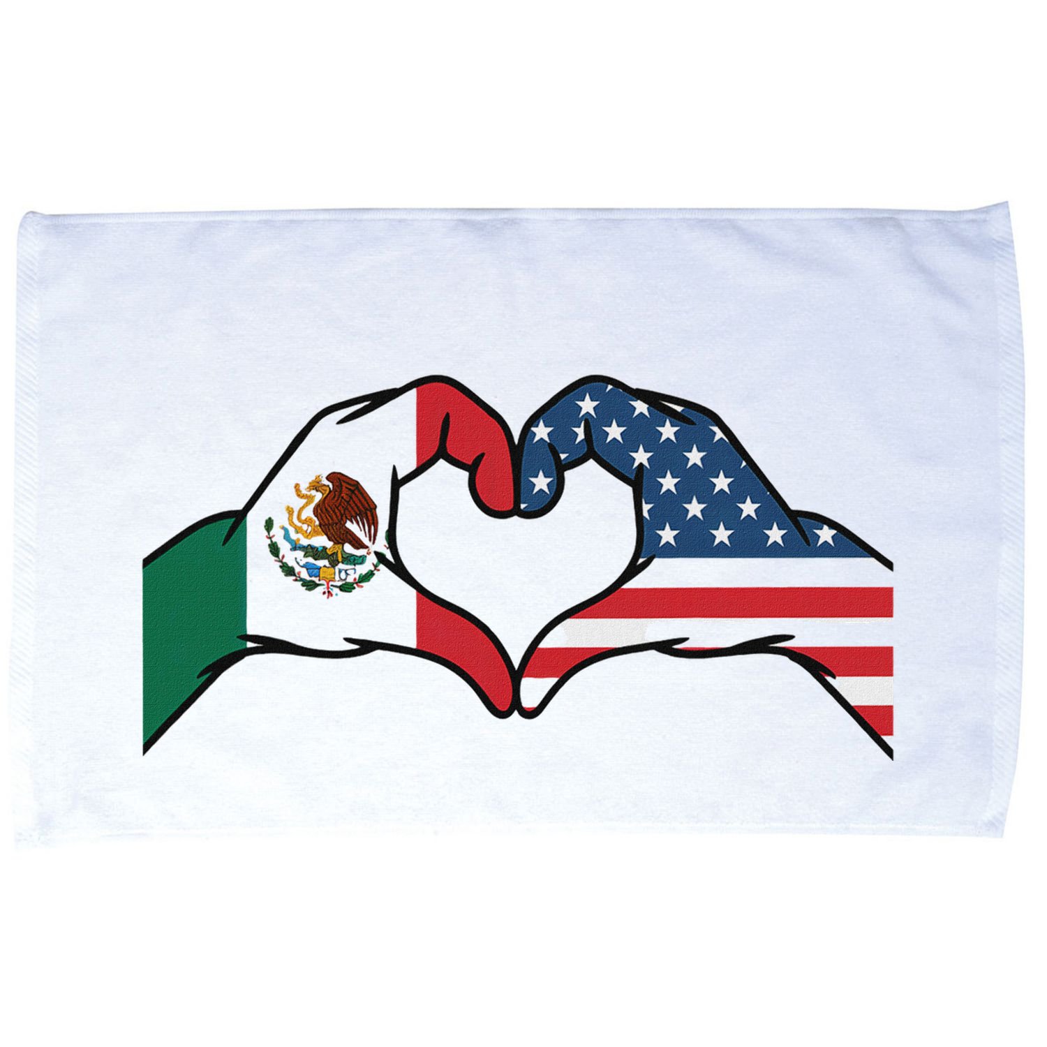 Mexican American Flag Print Heart Hands Love Mexico Usa Microfiber Hand Towel