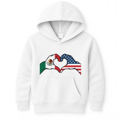 Mexican American Flag Print Heart Hands Love Mexico Usa Kids Hoodie