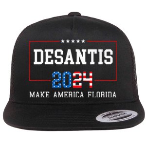 Make America Florida DeSantis 2024 Flat Bill Trucker Hat