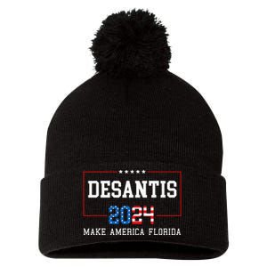 Make America Florida DeSantis 2024 Pom Pom 12in Knit Beanie