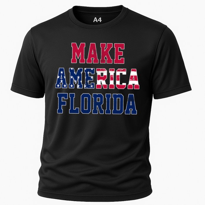 Make America Florida, Desantis 2024 Election Funny Sarcastic Cooling Performance Crew T-Shirt