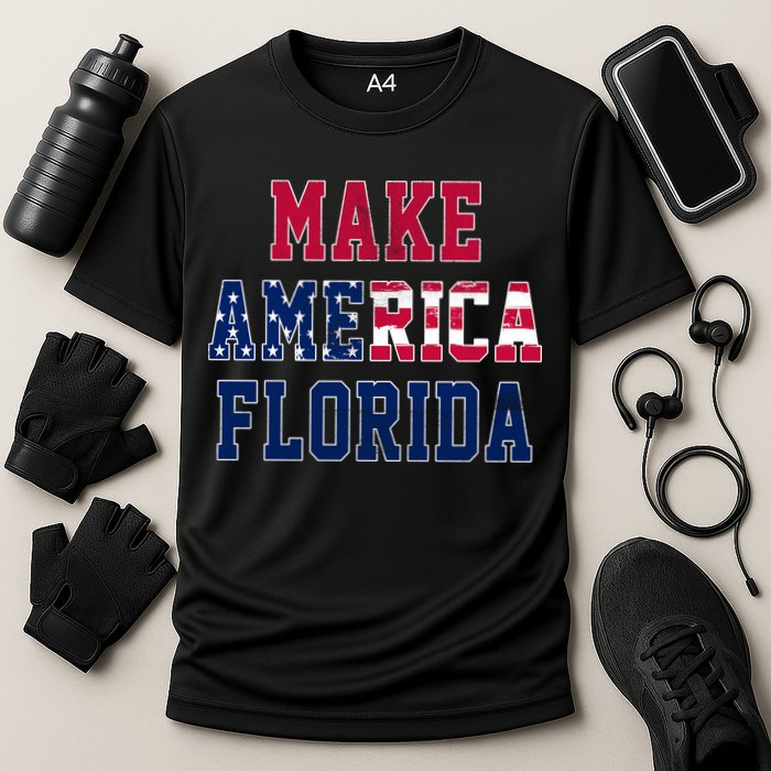 Make America Florida, Desantis 2024 Election Funny Sarcastic Cooling Performance Crew T-Shirt