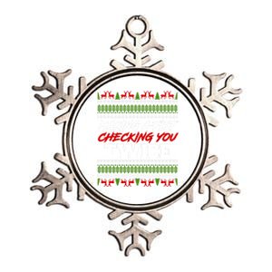 Making A Fist Checking You Twice Christmas Merch Gift Metallic Star Ornament