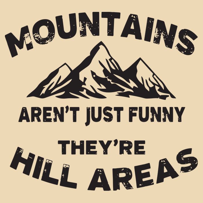 Mountains Arent Funny Theyre Hill Areas Dad Joke Word Pun Drawstring Bag