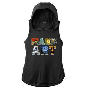 MAKE ART Funny Artist Artistic Humor Famous Paintings Ladies PosiCharge Tri-Blend Wicking Draft Hoodie Tank