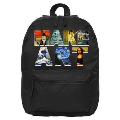 MAKE ART Funny Artist Artistic Humor Famous Paintings 16 in Basic Backpack