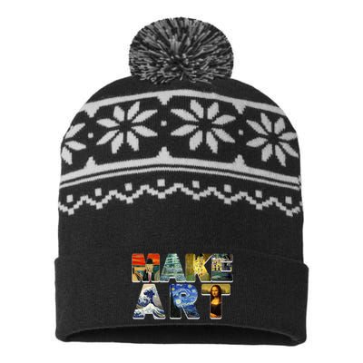 MAKE ART Funny Artist Artistic Humor Famous Paintings USA-Made Snowflake Beanie