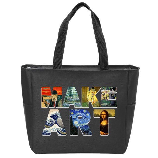 MAKE ART Funny Artist Artistic Humor Famous Paintings Zip Tote Bag