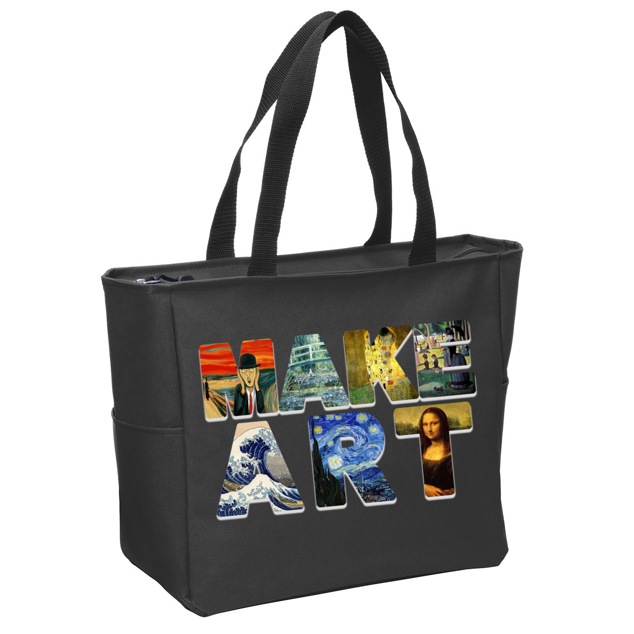 MAKE ART Funny Artist Artistic Humor Famous Paintings Zip Tote Bag