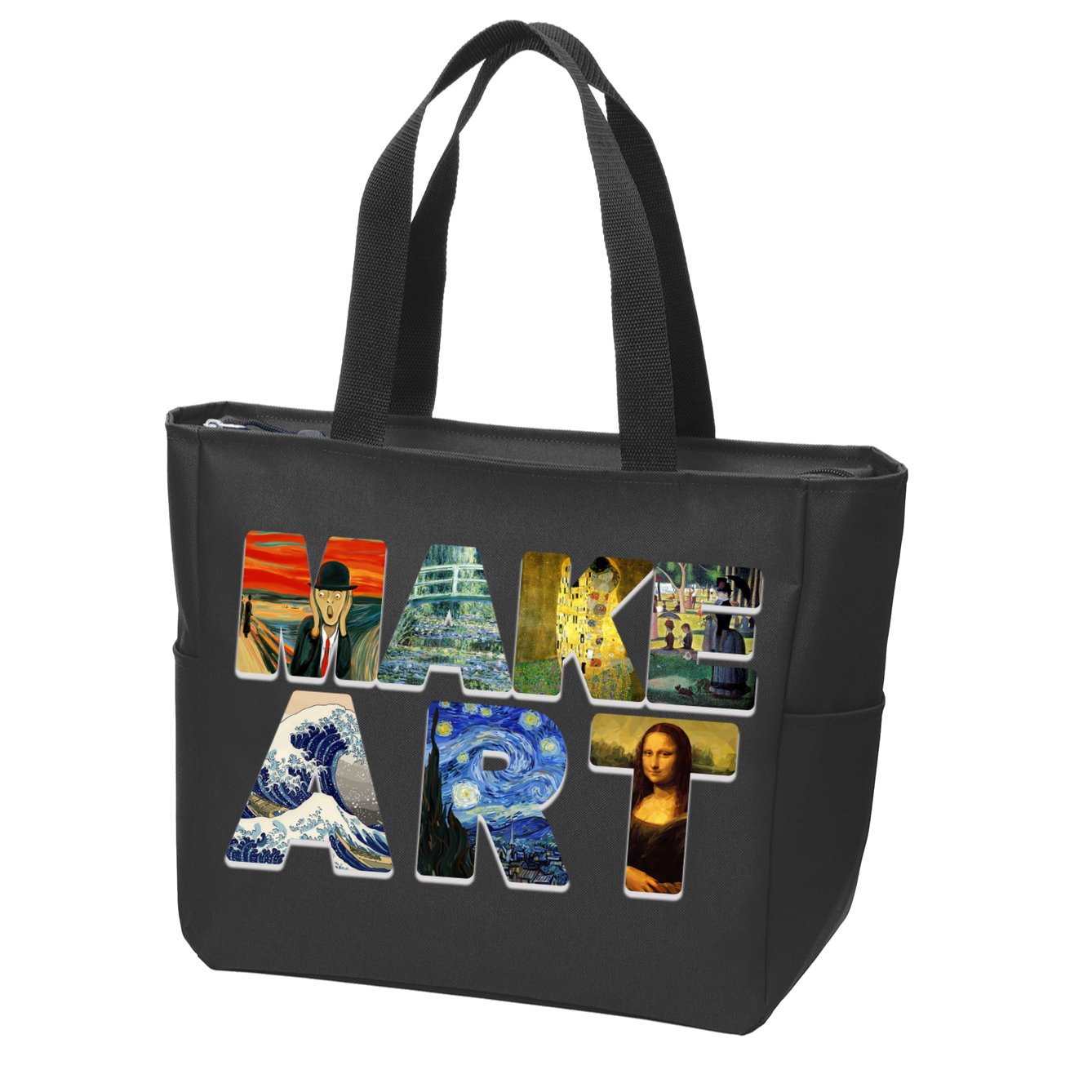 MAKE ART Funny Artist Artistic Humor Famous Paintings Zip Tote Bag