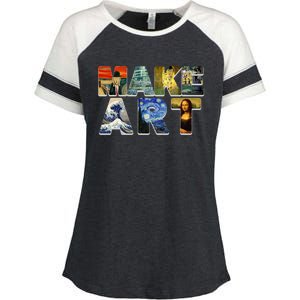 MAKE ART Funny Artist Artistic Humor Famous Paintings Enza Ladies Jersey Colorblock Tee