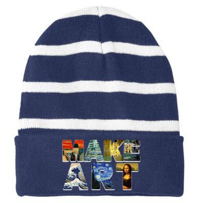 MAKE ART Funny Artist Artistic Humor Famous Paintings Striped Beanie with Solid Band