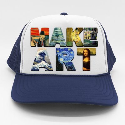 MAKE ART Funny Artist Artistic Humor Famous Paintings Trucker Hat