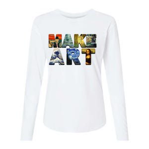 MAKE ART Funny Artist Artistic Humor Famous Paintings Womens Cotton Relaxed Long Sleeve T-Shirt