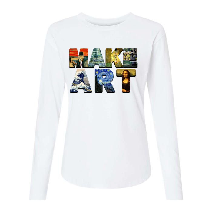 MAKE ART Funny Artist Artistic Humor Famous Paintings Womens Cotton Relaxed Long Sleeve T-Shirt