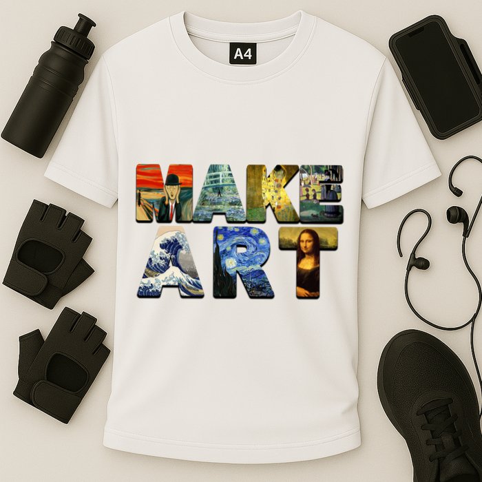 MAKE ART Funny Artist Artistic Humor Famous Paintings Cooling Performance Crew T-Shirt