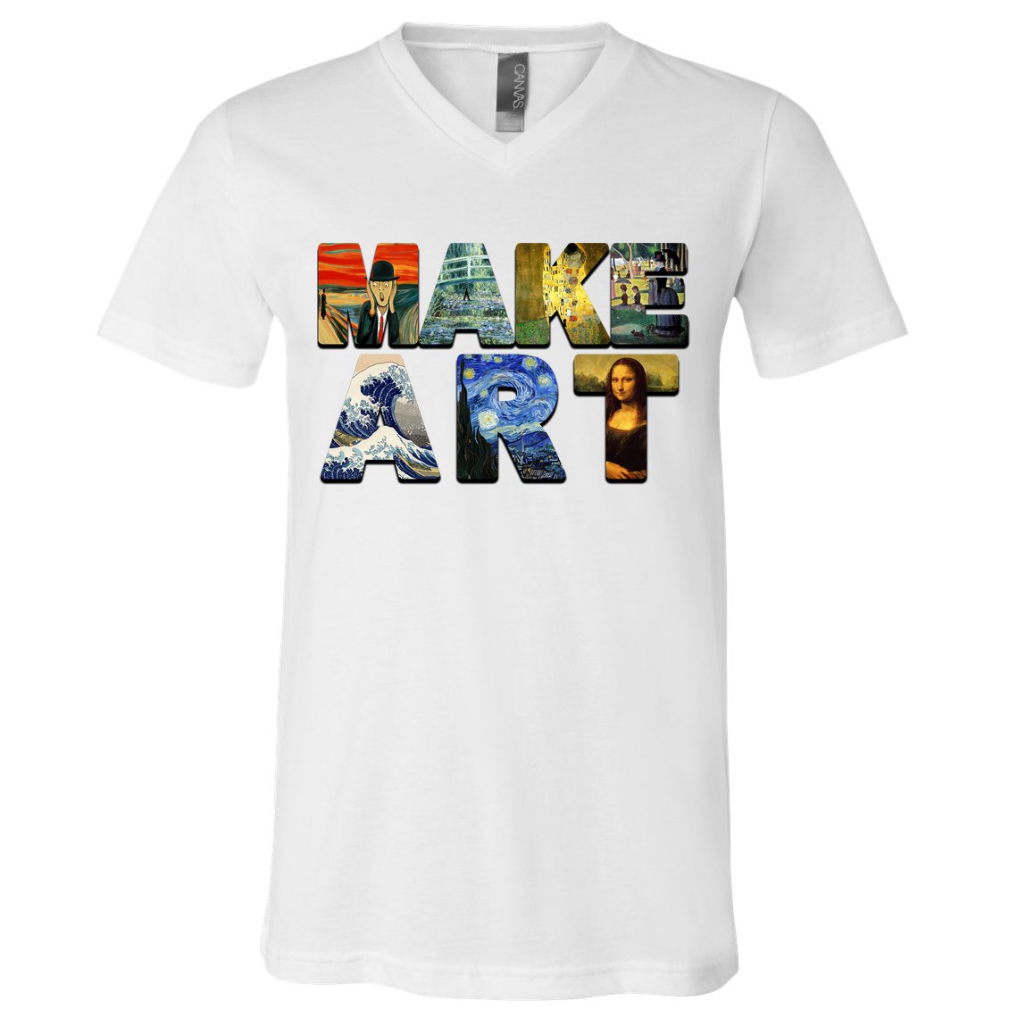 MAKE ART Funny Artist Artistic Humor Famous Paintings V-Neck T-Shirt