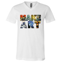 MAKE ART Funny Artist Artistic Humor Famous Paintings V-Neck T-Shirt