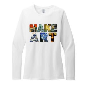 MAKE ART Funny Artist Artistic Humor Famous Paintings Womens CVC Long Sleeve Shirt