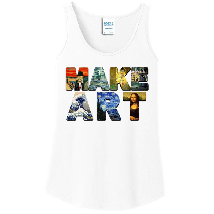 MAKE ART Funny Artist Artistic Humor Famous Paintings Ladies Essential Tank