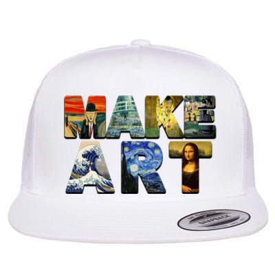 MAKE ART Funny Artist Artistic Humor Famous Paintings Flat Bill Trucker Hat