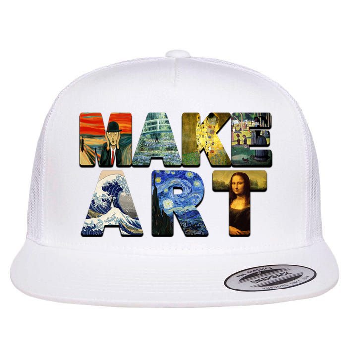 MAKE ART Funny Artist Artistic Humor Famous Paintings Flat Bill Trucker Hat