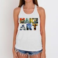 MAKE ART Funny Artist Artistic Humor Famous Paintings Women's Knotted Racerback Tank