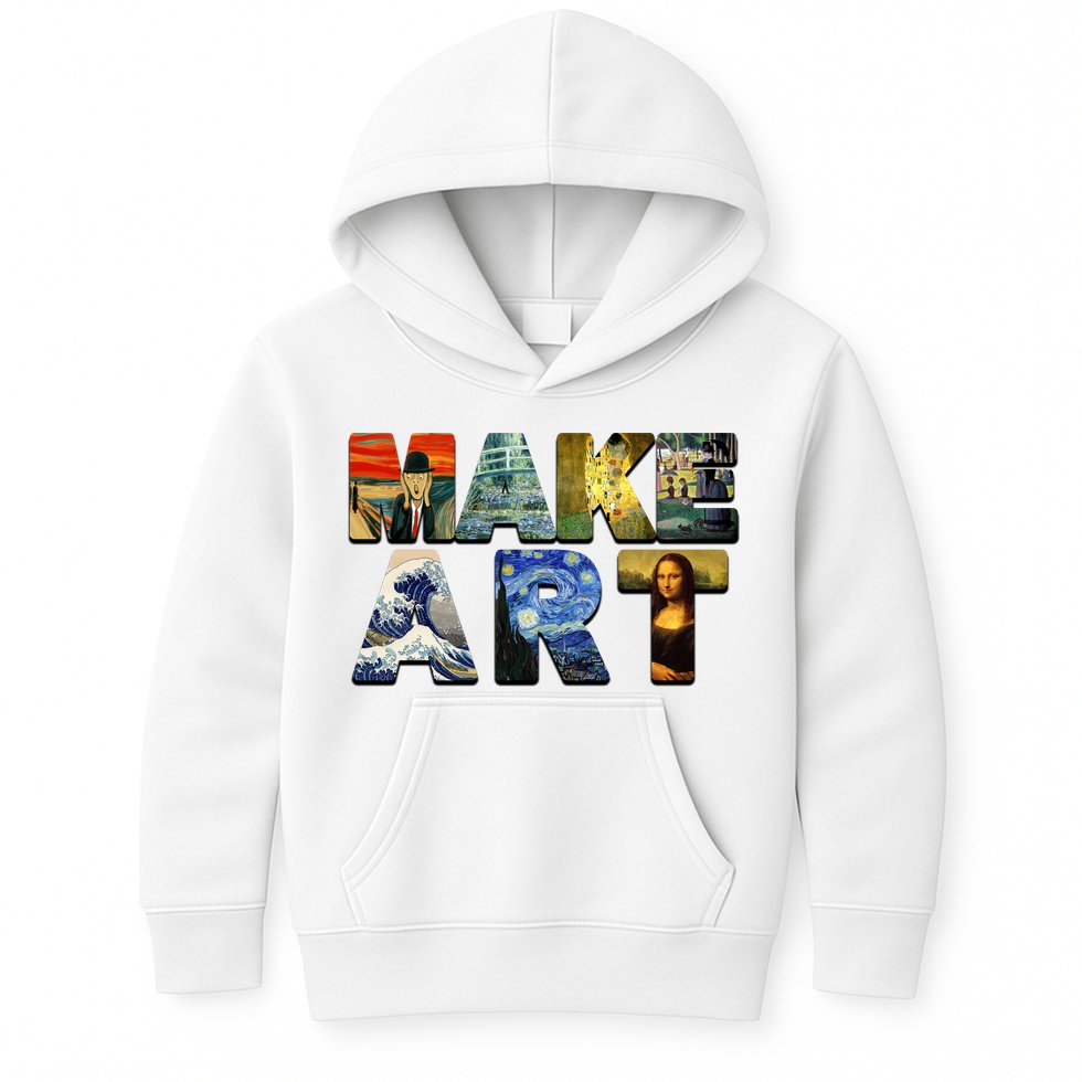 MAKE ART Funny Artist Artistic Humor Famous Paintings Kids Hoodie